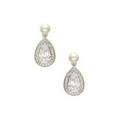 Teardrop Earrings - Rhodium/Pearl